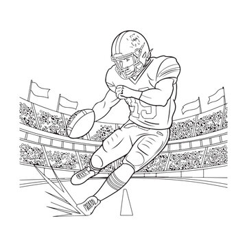 football player kicking ball in stadium clip art preview