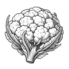 Cauliflower minimalist black and white Vegetable silhouette drawing vector illustration