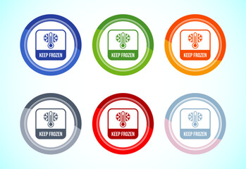 Keep frozen icon design illustration, Frozen product badge label sign, 6 color button design set