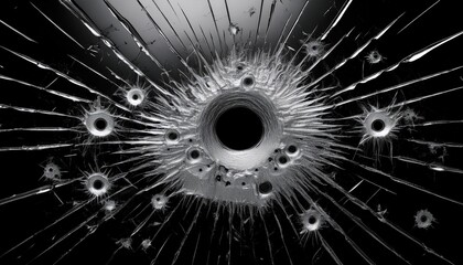bullet holes on black glass overlay design background