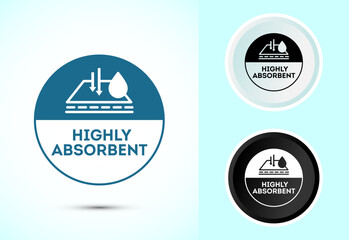 Water absorbent icon design illustration, Water drop absorb sign symbol in color black and white