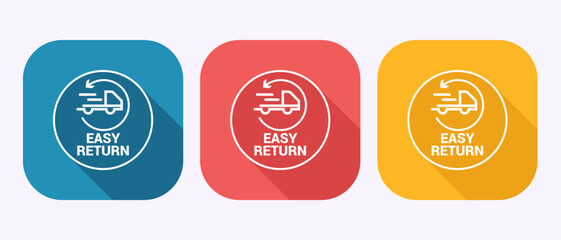 Easy return icon design illustration, Easy return label sign in shadow button design