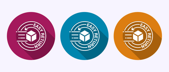 Easy return icon design illustration, Easy return label sign in shadow button design