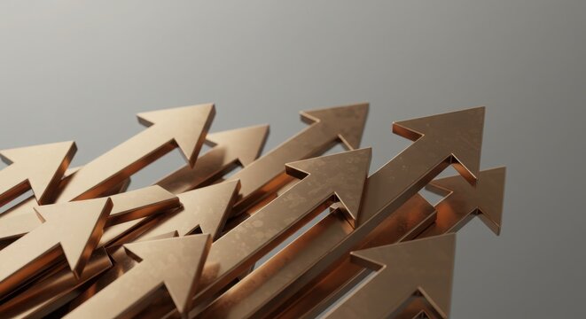 abstract upward arrows made from metal symbolizing progress and business stability - Powered by Adobe