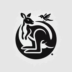 Kangaroo Mother with Bird Perched on Her Tail