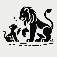 Obraz premium Lioness with Cub