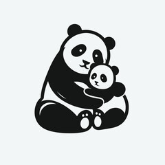 Panda Mother and Cub Hugging