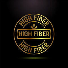 High fiber food icon design illustration. High fiber badge label vector design in gold color style