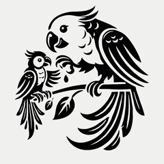 Parrot Feeding Her Chick