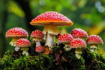 Mushroom, mushrooms, forest, grass, red, fungus