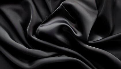 Fototapeta premium Black textures wallpaper. Abstract 4k background silk, smooth, waves pattern. Modern clean m