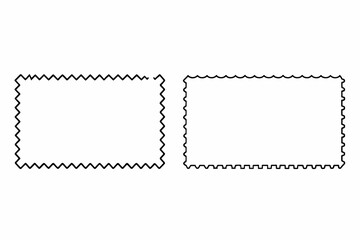 set of vector frames, Set of wavy edges rectangle frames. Rectangular shapes with wiggly borders. Picture or photo frames, empty text boxes, label, tags on white background 