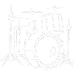 Black white drum set silhouette vector Style illustration