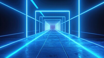 Obraz premium Neon Tunnel: A Futuristic Digital Landscape