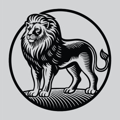 Obraz premium Wild Lion Artwork in Circle