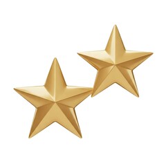 Two Shiny Gold 3D Stars Isolated on White
