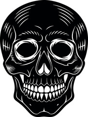 Fototapeta premium Vintage Skull Head Silhouette Vector – Simple Black Retro Bone Illustration