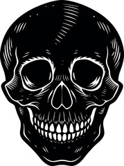 Vintage Skull Head Silhouette Vector – Simple Black Retro Bone Illustration
