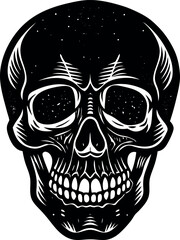 Vintage Skull Head Silhouette Vector – Simple Black Retro Bone Illustration
