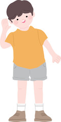 Listening Boy Character-Young girl kid character standing vector illustration 3