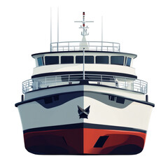 Naklejka premium realistic ferry boat isolated on white background, large transport vessel for tourism, centered without touching edges