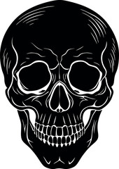 Vintage Skull Head Silhouette Vector – Simple Black Retro Bone Illustration