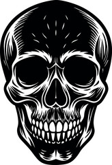 Vintage Skull Head Silhouette Vector – Simple Black Retro Bone Illustration