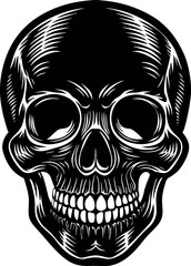 Vintage Skull Head Silhouette Vector – Simple Black Retro Bone Illustration