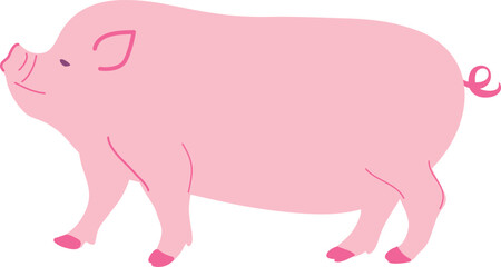 Cute Pink Pig Character Illustration