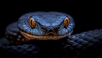 close up,
 face blue viper, blue insularis.