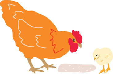 Mother Hen and Her Chick
