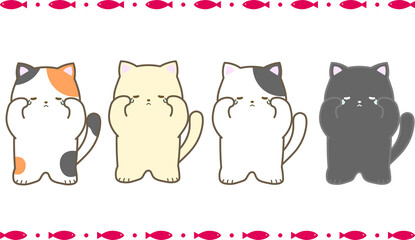 みけ・茶・ハチワレ・黒猫／泣く