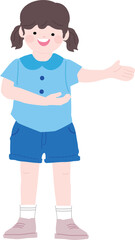 Young girl kid character standing vector illustration 6