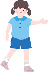 Young girl kid character standing vector illustration 5