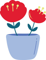 Red Flowers in a Pot