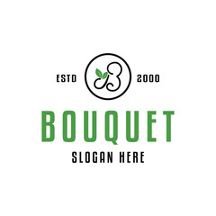 initial letter b leaf logo design concept with vector label cirlce