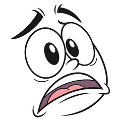 Cartoon Face with Worried Expression, Animated Style, Open Mouth and Exaggerated Features