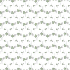 Seamless Pattern of Hand-Drawn Plants with Leaves and Shells