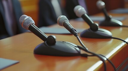 Round Table Discussion on Business Strategies with Microphones