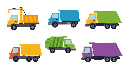 Fototapeta premium Colorful Pixel Art Truck Icons Set Illustration