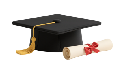 graduation cap and diploma