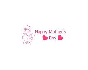 Abstract mother with a child in continuous one line drawing art style,Mother with her child holding vector illustration,mother's day celebration, line art logo design.