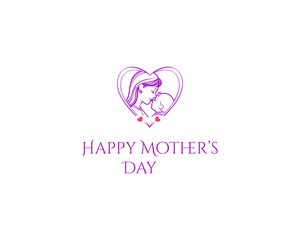 Abstract mother with a child in continuous one line drawing art style,Mother with her child holding vector illustration,mother's day celebration, line art logo design.