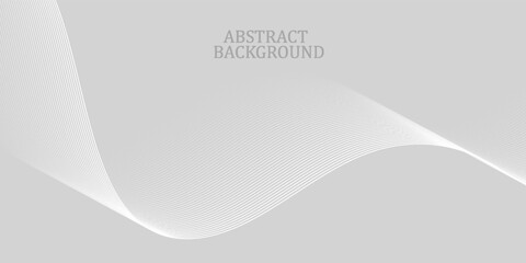 Futuristic gray white abstract background with shining wave lines pattern for banner, wallpaper, cover. Vector illustration