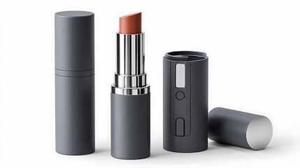 Obraz premium Elegant Gray Lipstick Packaging Mockup Modern Cosmetic Product Design