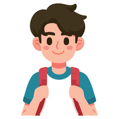 Cartoon boy with backpack illustration school student style vector