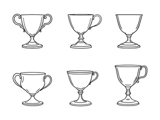 Queen’s Cup vector line art illustration