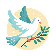 Dove with Olive Branch Peace Symbol Bird Illustration Design