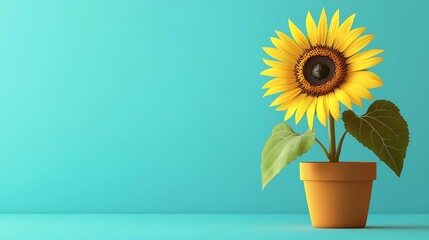 Obraz premium Bright sunflower in a modern pot.