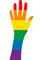 Rainbow silhouette of hand with open palm - LGBT pride month design element